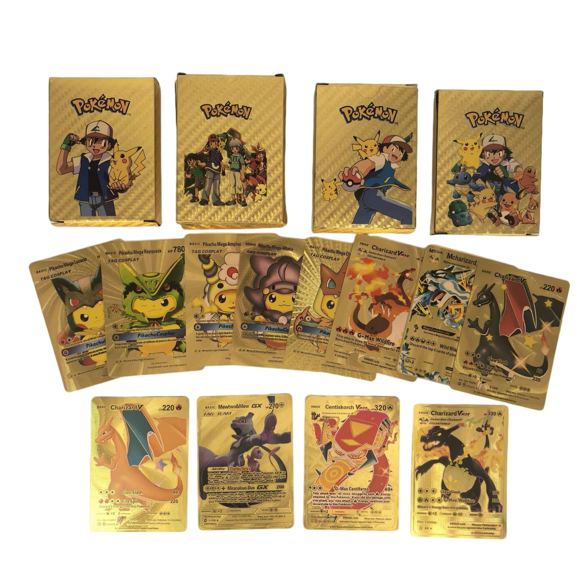 Pokemon Foil Trading Cards - Gold - 55 Cards - English Edition