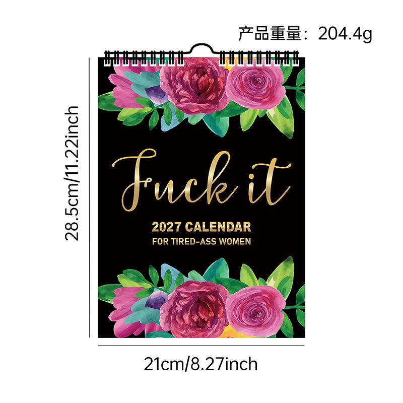 Calendar for Tired-Ass Women 2027 – 4 Floral Designs – Pink Floral