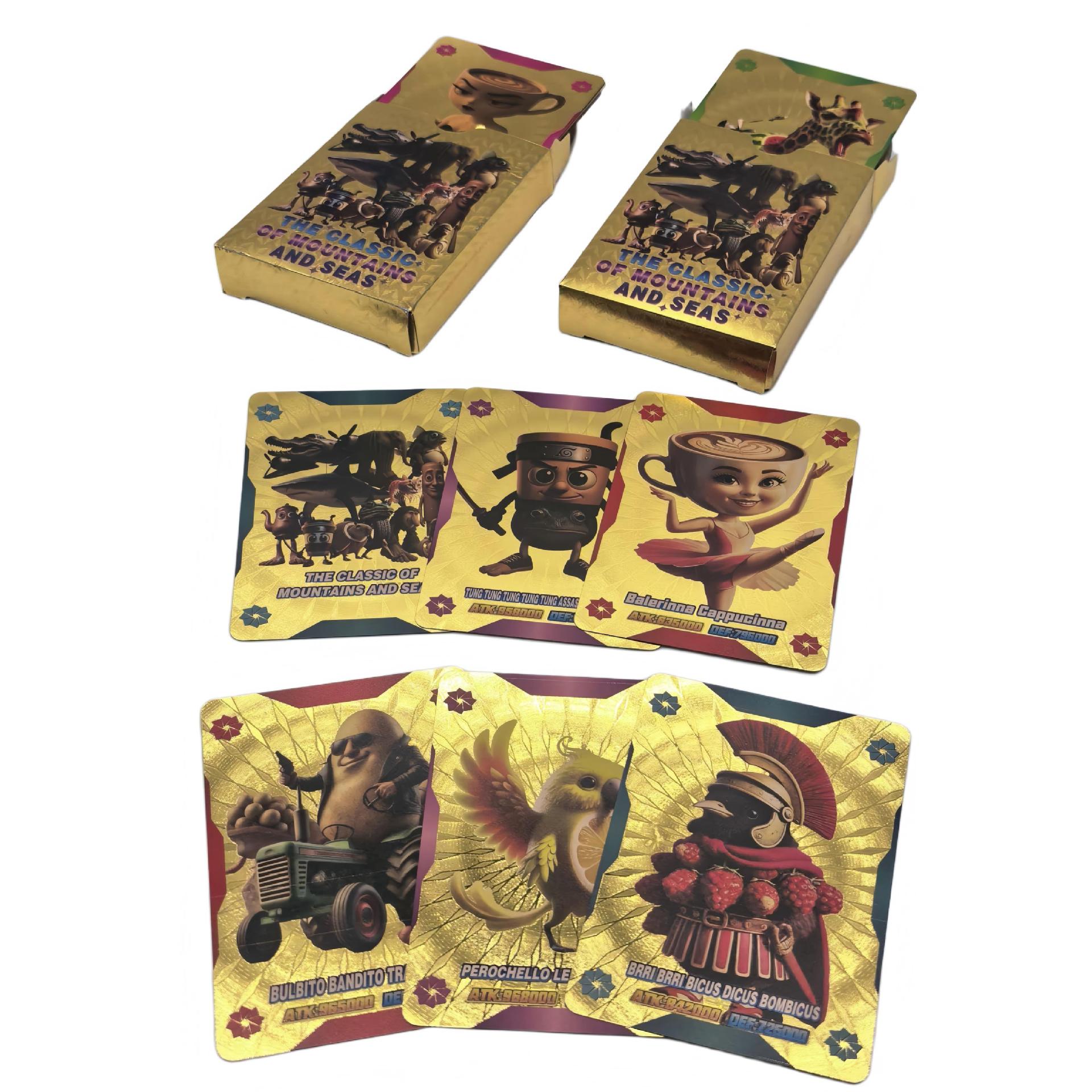 Brainrot Character Gold Foil Collectible Cards - Design A - 55 Cards