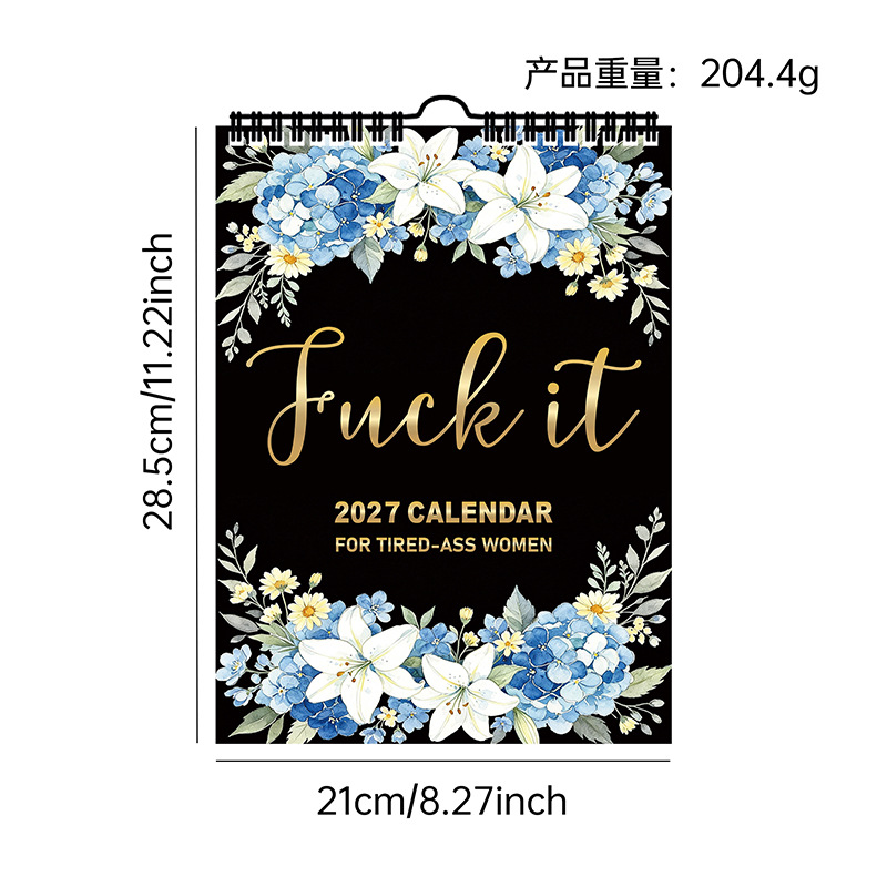 Calendar for Tired-Ass Women 2027 – 4 Floral Designs – Blue Floral