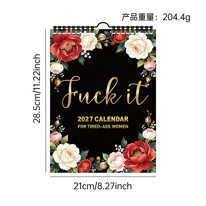 Calendar for Tired-Ass Women 2027 – 4 Floral Designs – Red Floral
