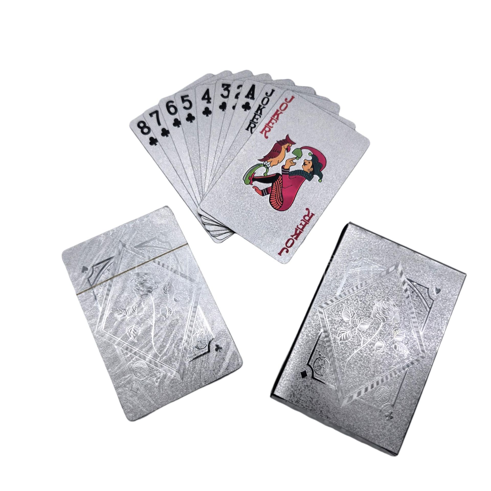 Rose Motif Silver Playing Cards