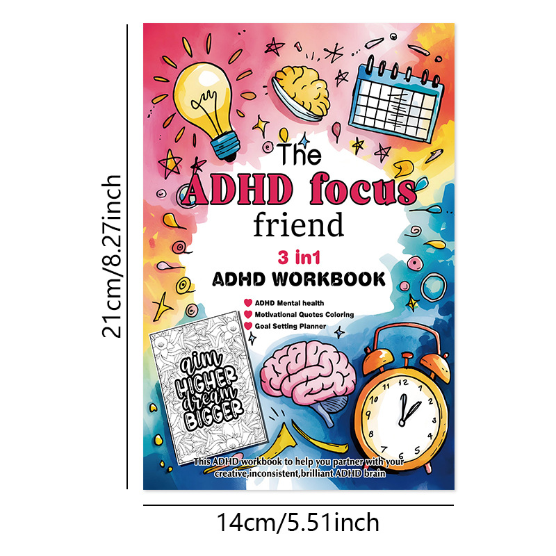 ADHD 3-in-1 Adult Planner, Coloring and Wellness Workbook product view 2