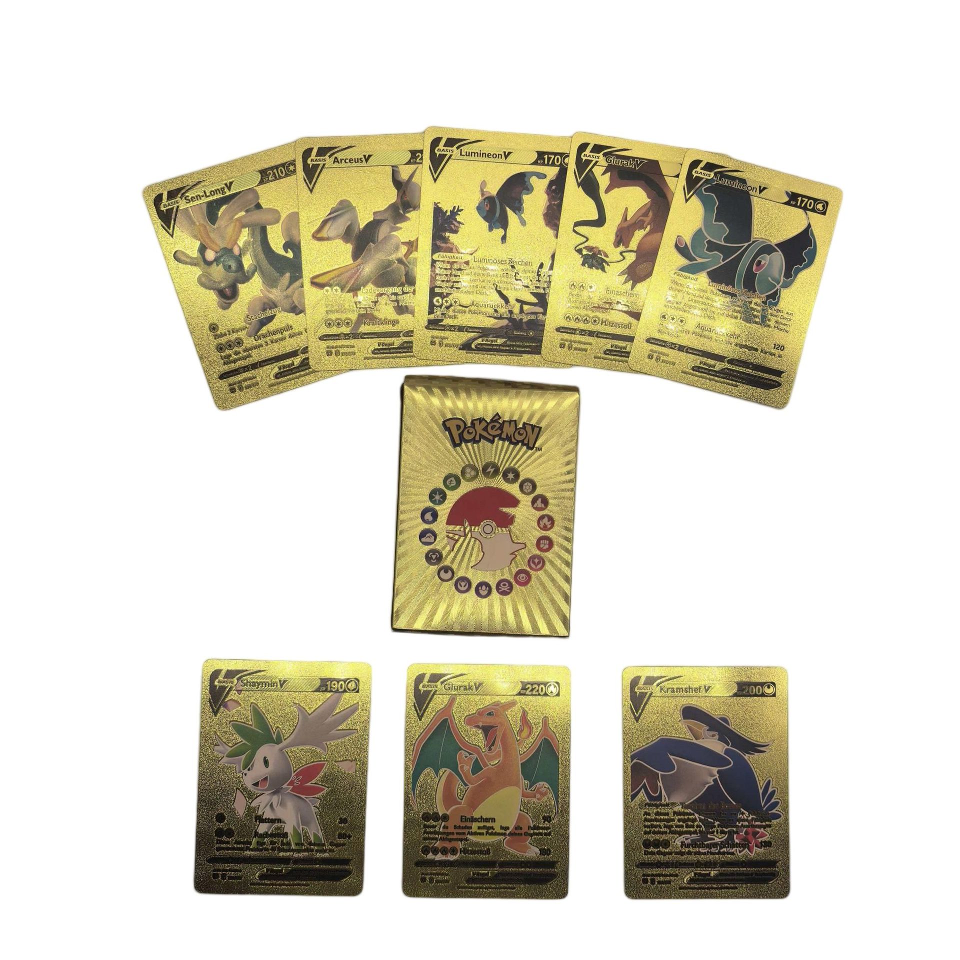 Pokemon Foil Trading Cards - Gold - 55 Cards - German Edition
