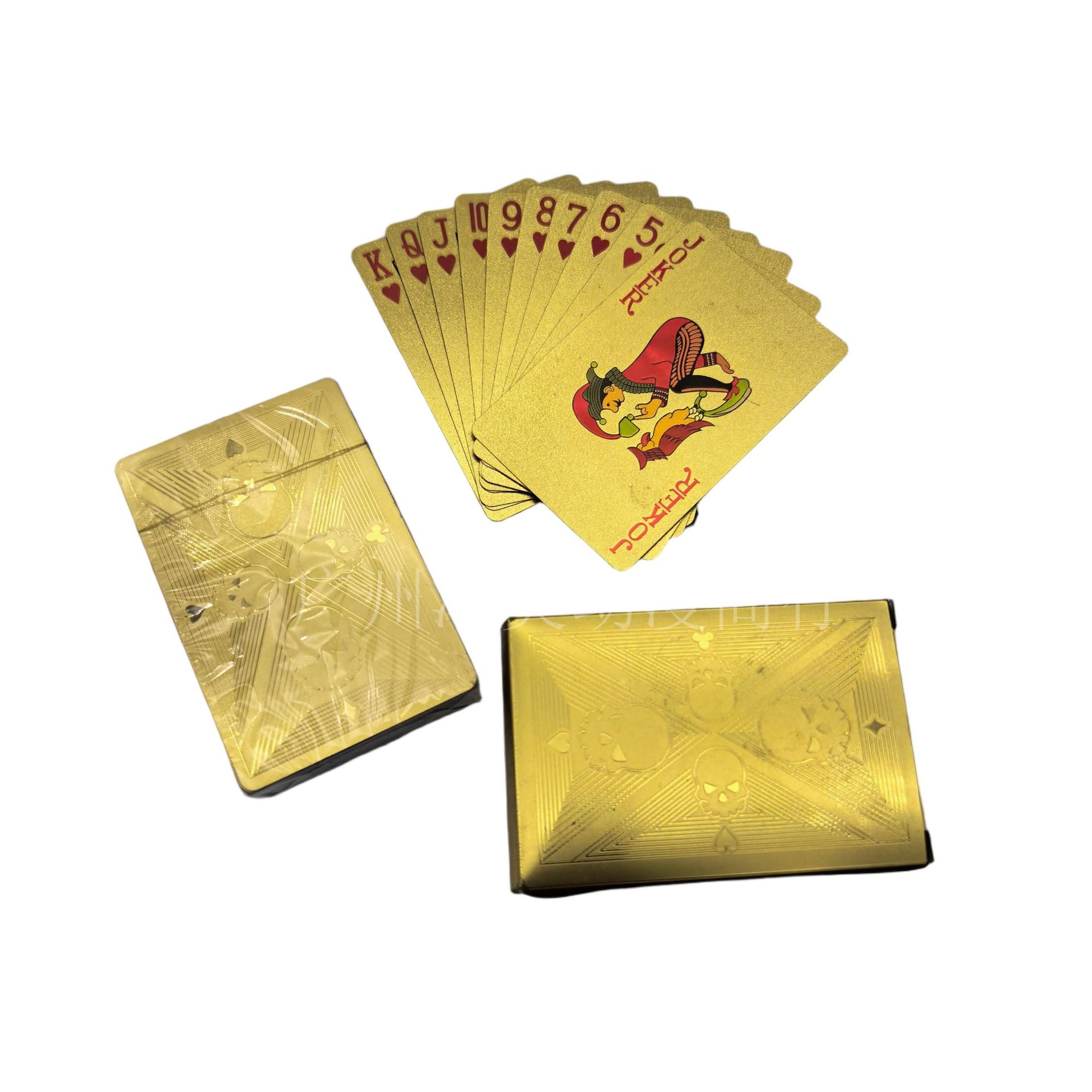 Skull Motif Gold Playing Cards